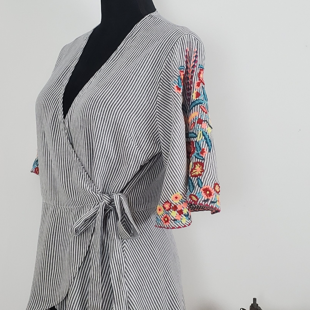 Angie Striped Front Tie Summer Top - Picture 3 of 6